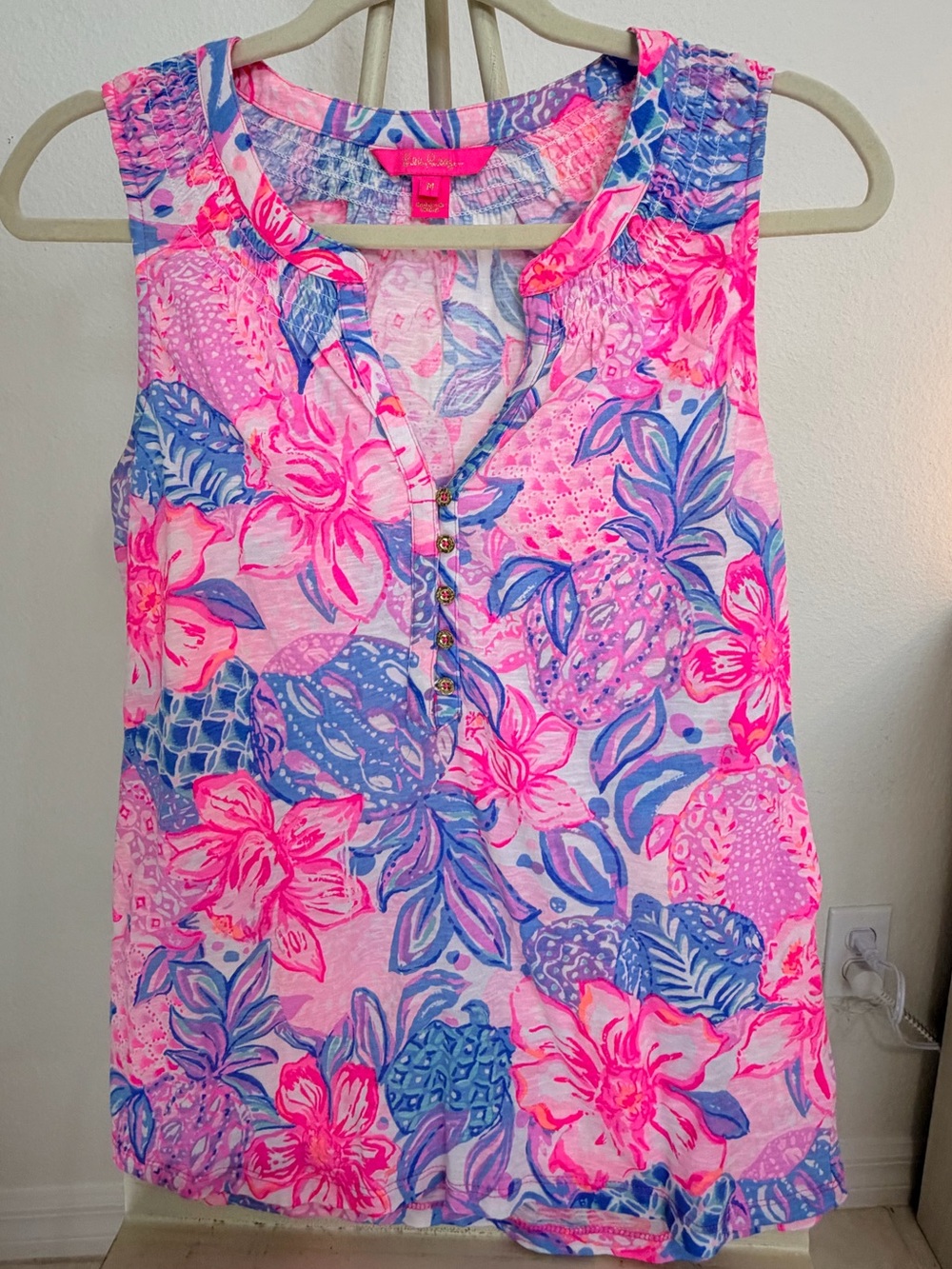 Lilly Pulitzer Pink & Blue Floral Sleeveless Top